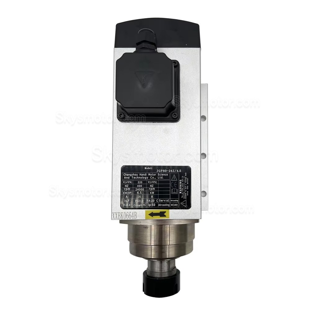 4.5kW 220V/380V 空冷スピンドルモーターキット JGF-60-24Z/4.5 + H100-5.5S2/T4 可変周波数ドライブ + ER32コレット13個付き